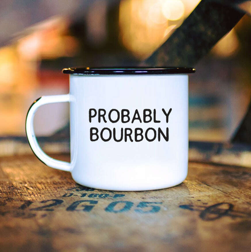 Enamel Mug - Probably Bourbon: Beverage by Odin Leather Goods