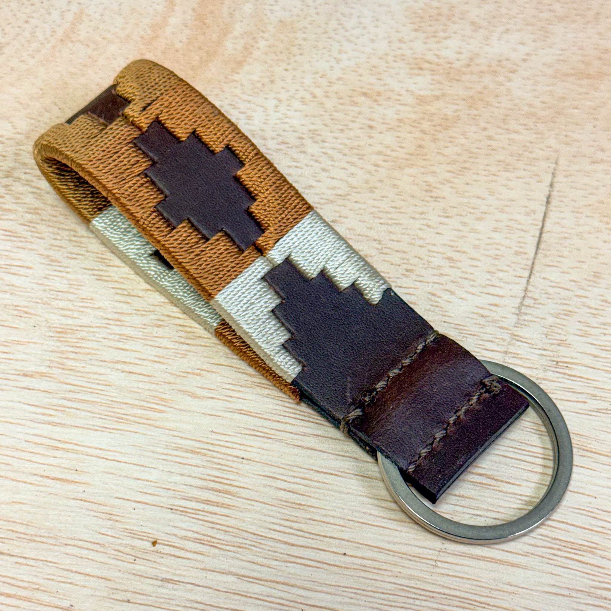 Woven Keychain / Tan Colorway: EDC. Odin Leather Goods available at Odin Leather Goods