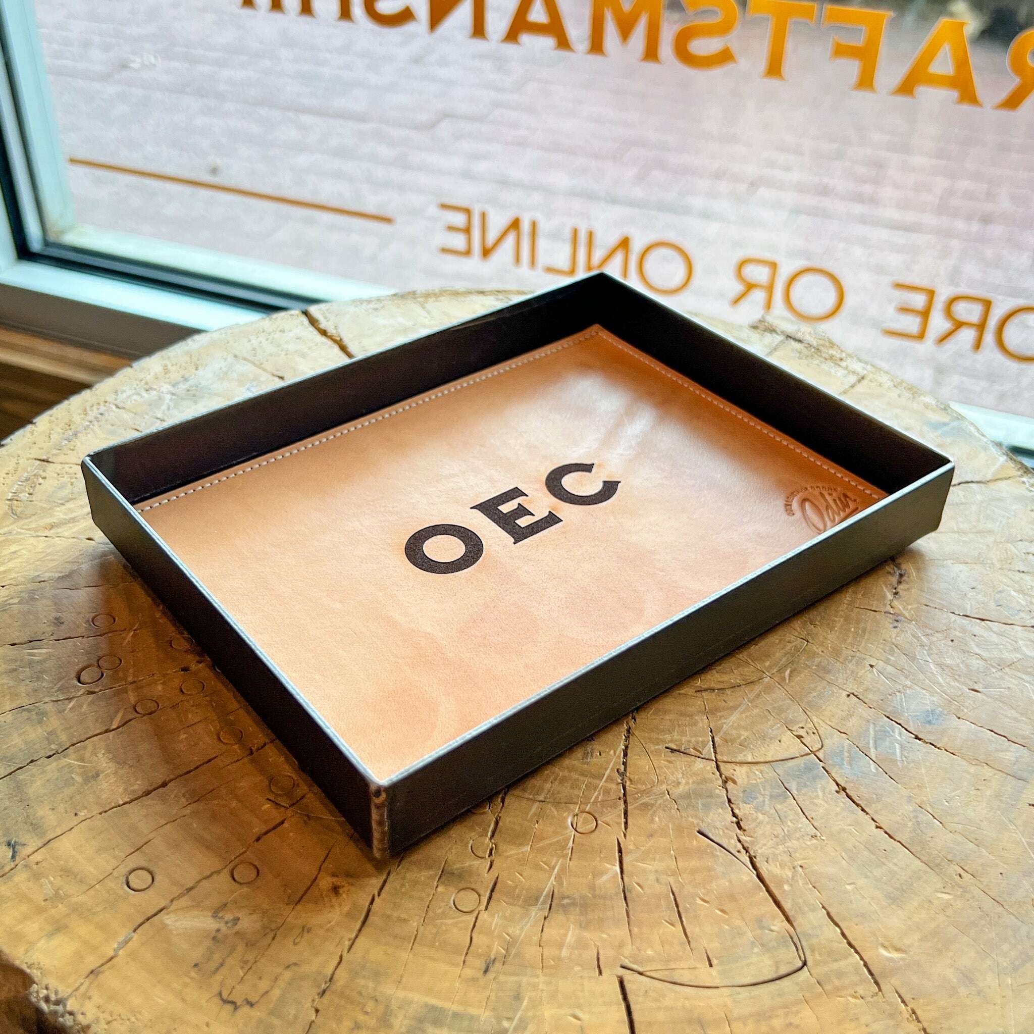 Leather & Steel Valet Tray (Personalization Available)